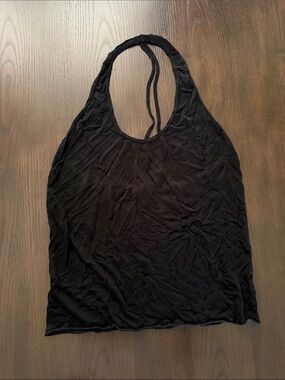 bebe Black Halter Tie-Back Tank Top